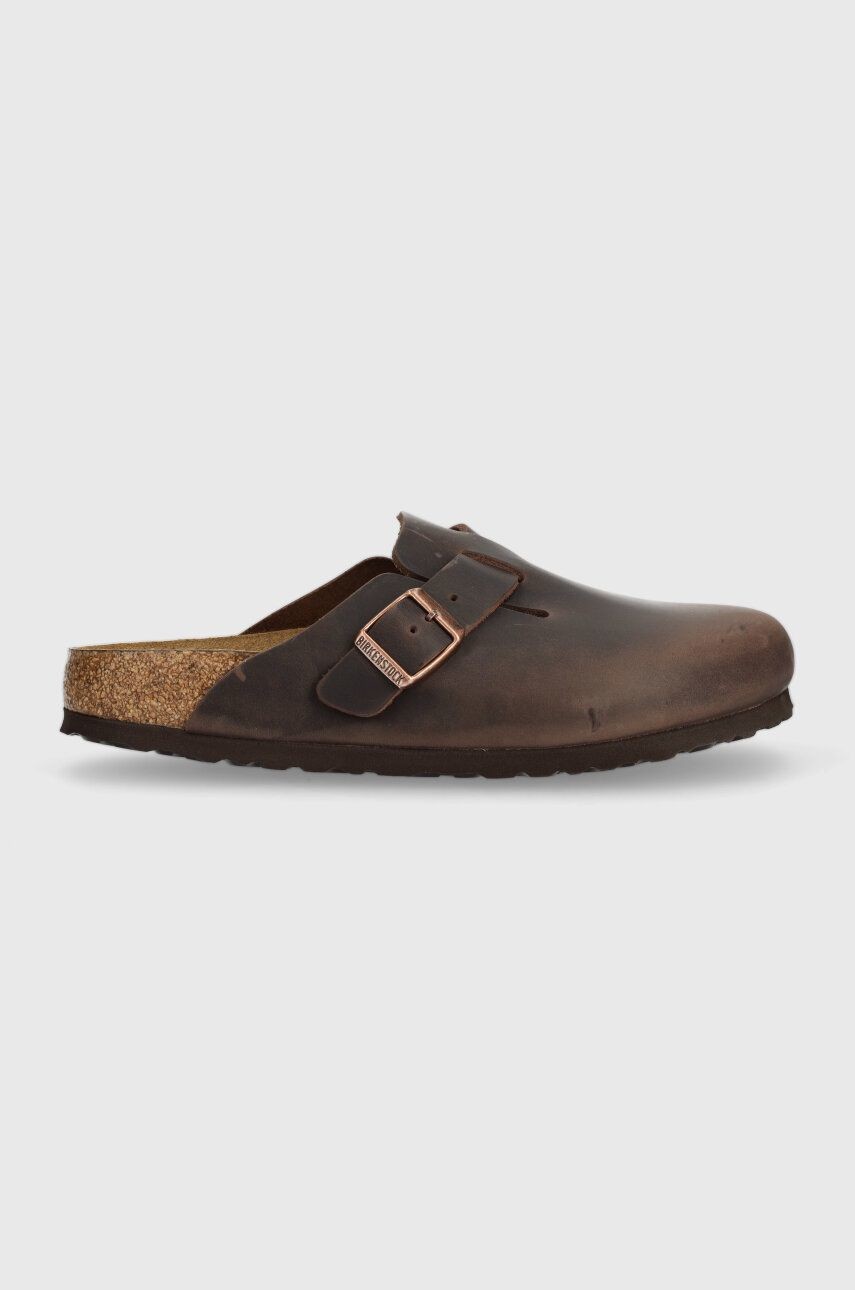 Nubukové papuče Birkenstock Boston SFB hnedá farba, 159713