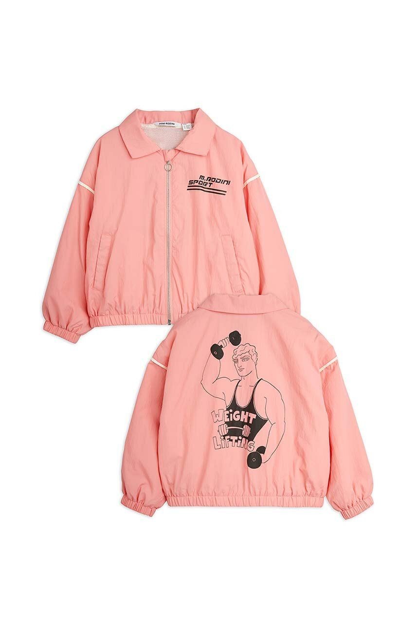 Detská bunda bomber Mini Rodini ružová farba