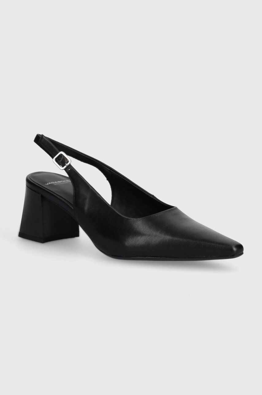 Kožené lodičky Vagabond Shoemakers ALTEA čierna farba, na podpätku, s otvorenou pätou