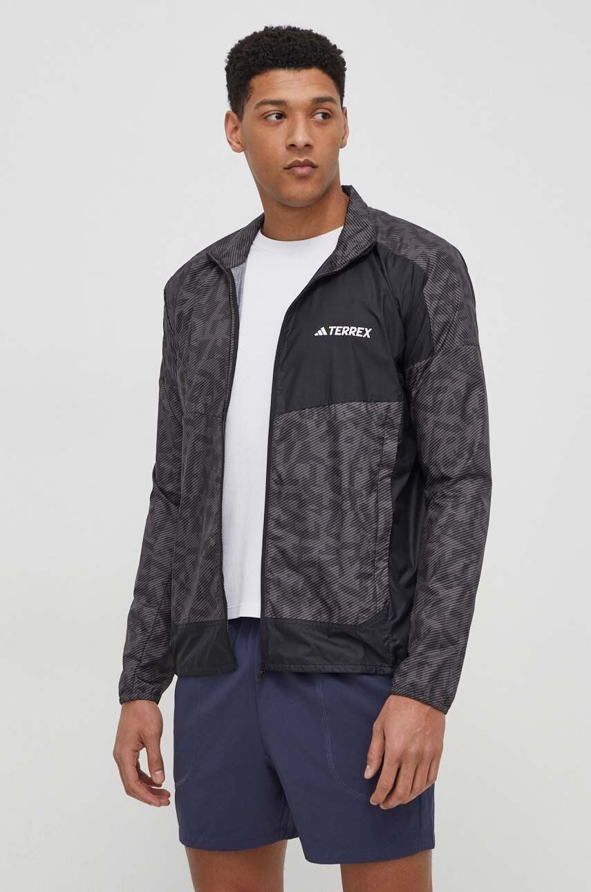 Vetrovka adidas TERREX hnedá farba