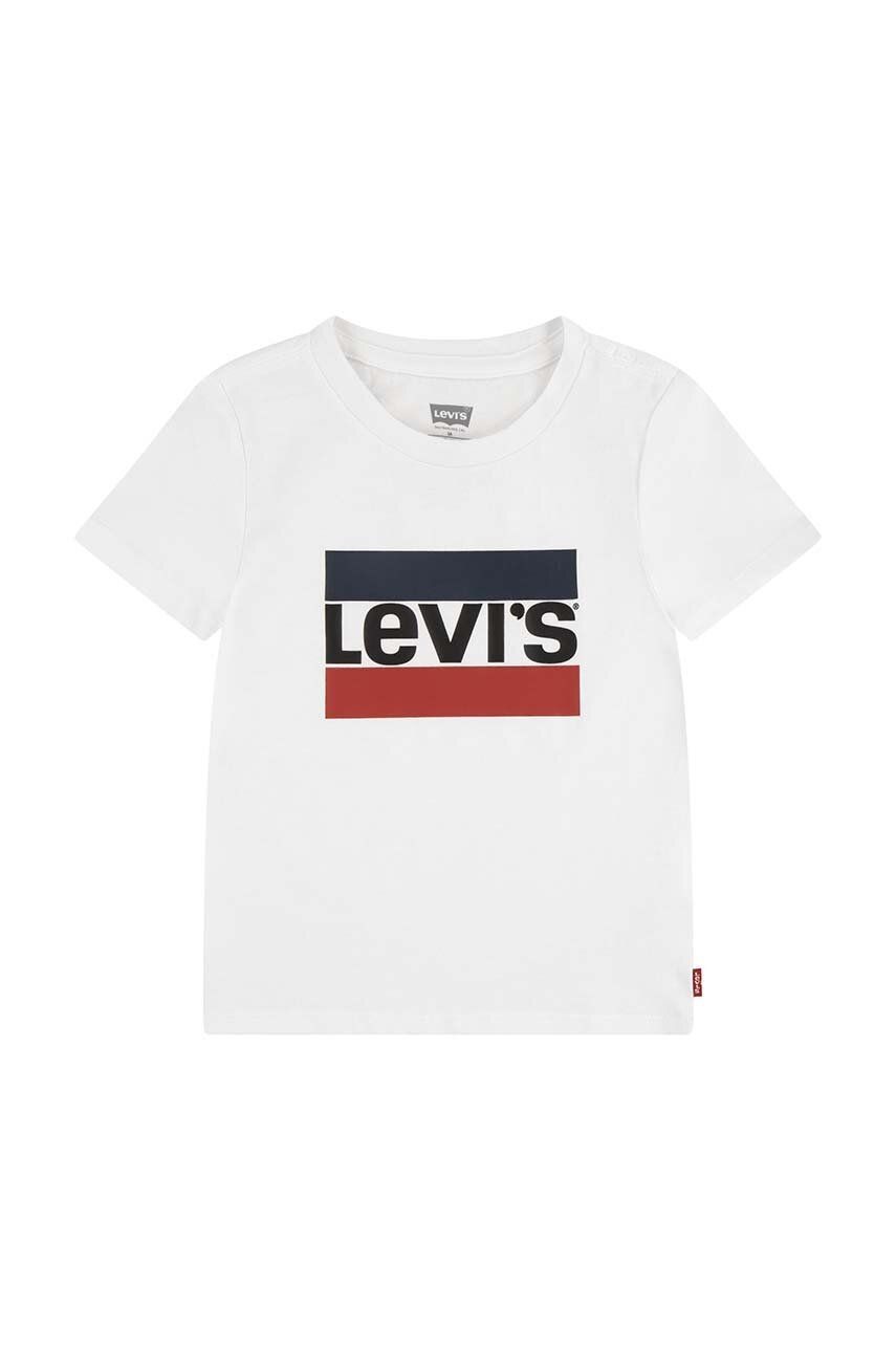 Detské bavlnené tričko Levi's biela farba