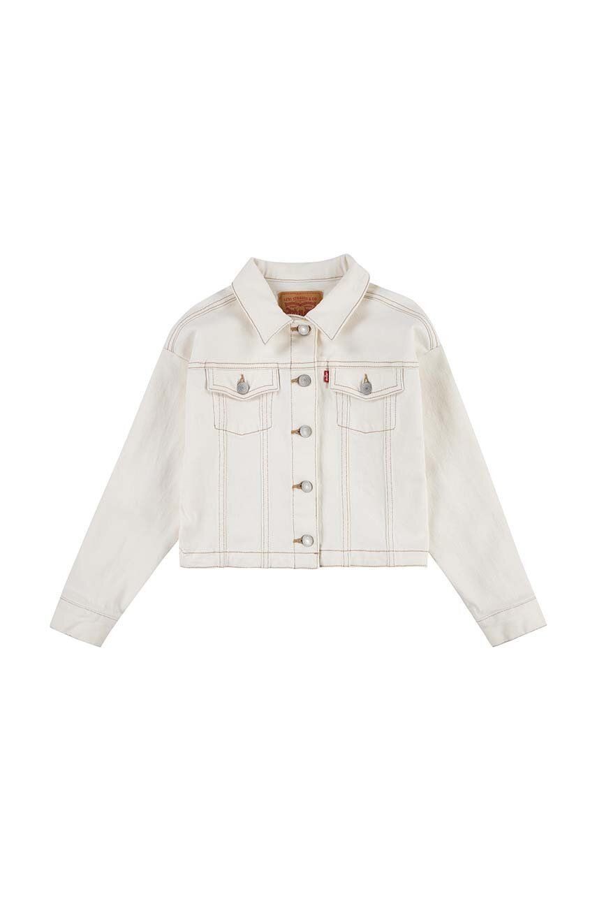 Detská rifľová bunda Levi's LVG COLOR BABY BAGGY TRUCKER béžová farba