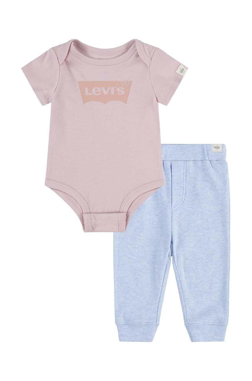 Detská bavlnená súprava Levi's LVN BATWING BODYSUIT SET oranžová farba