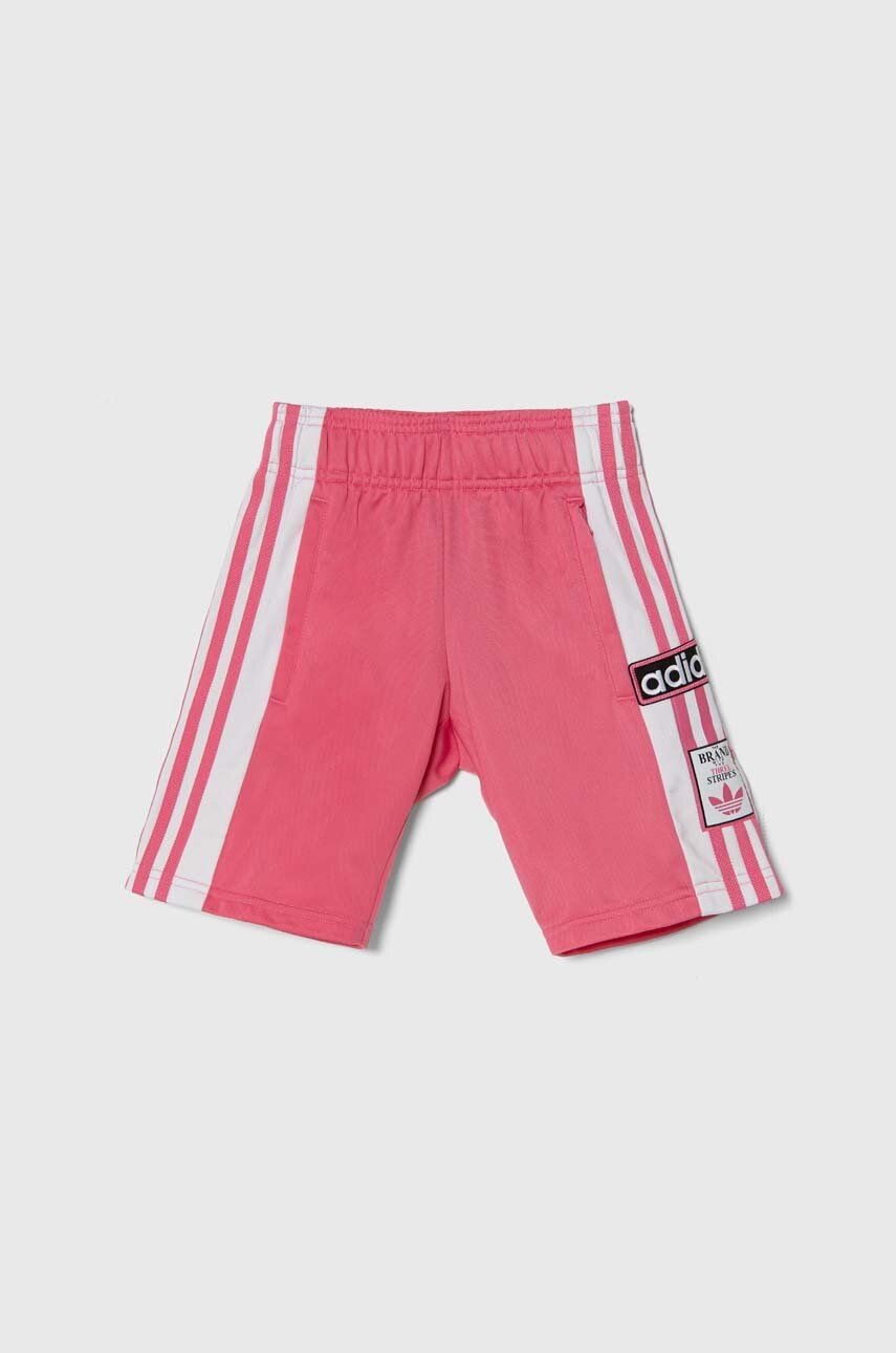 Detské krátke nohavice adidas Originals ružová farba, vzorované