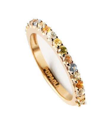 PDPAOLA Nežný pozlátený prsteň so zirkónmi RAINBOW Gold AN01-C07 48 mm