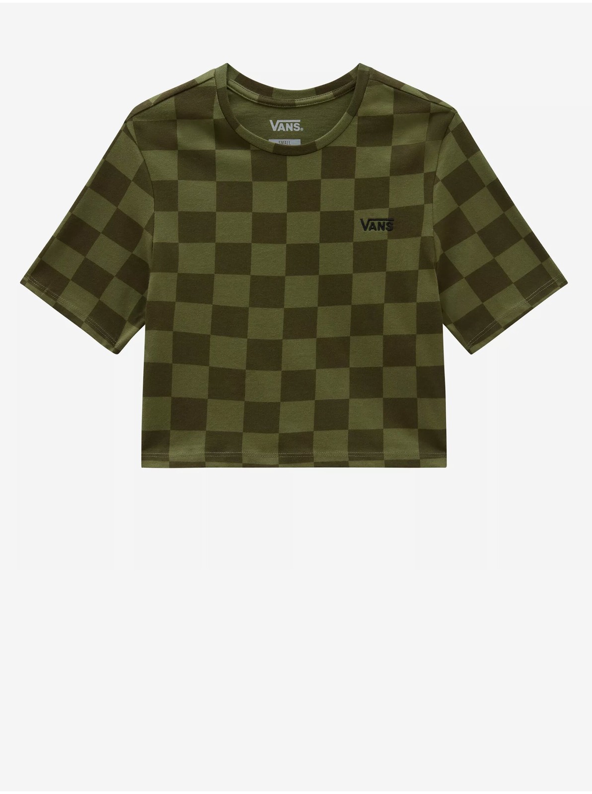 Zelené dámske kockované cropped tričko VANS Checker