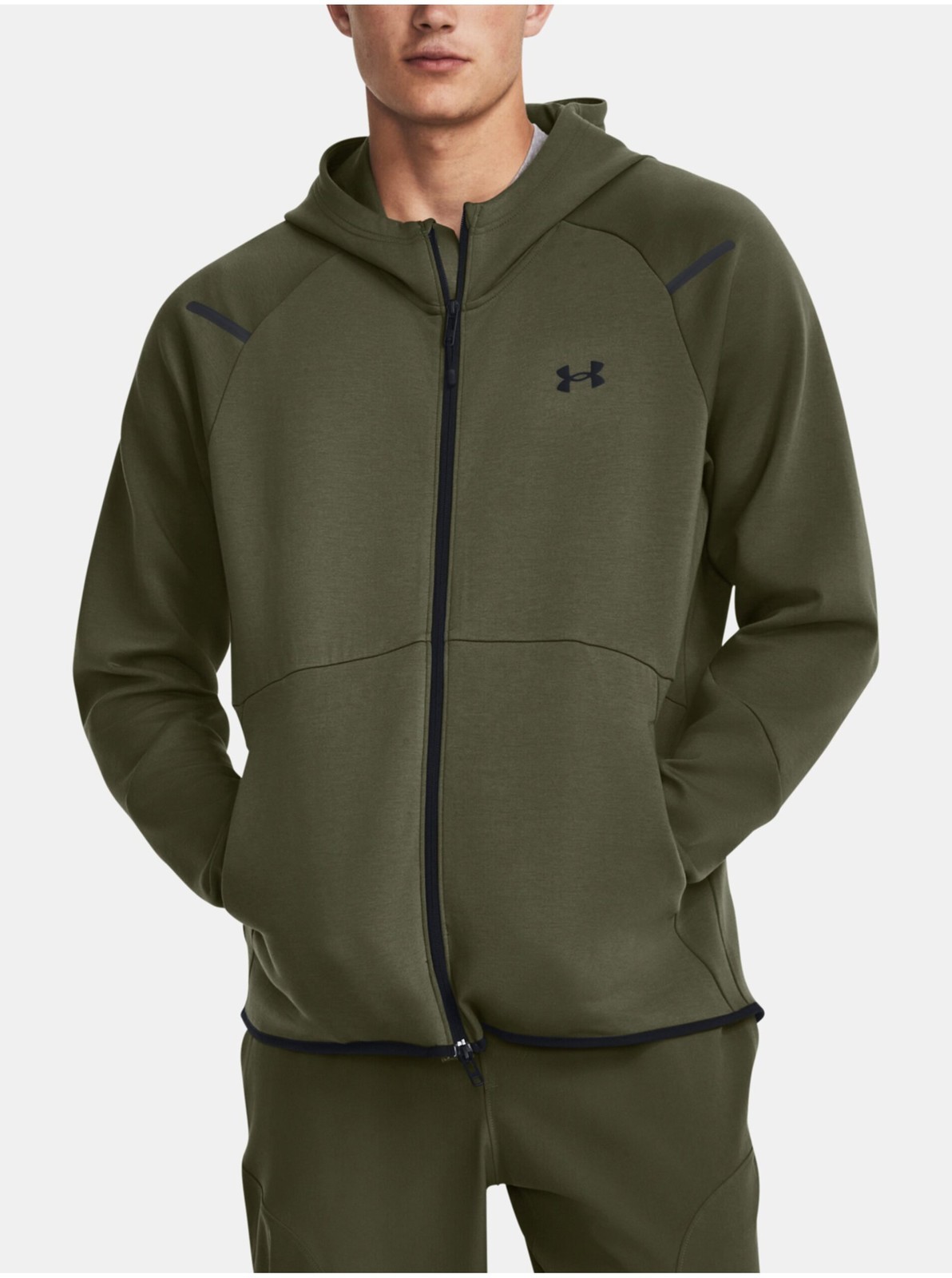 Kaki športová mikina Under Armour UA Unstoppable Flc FZ