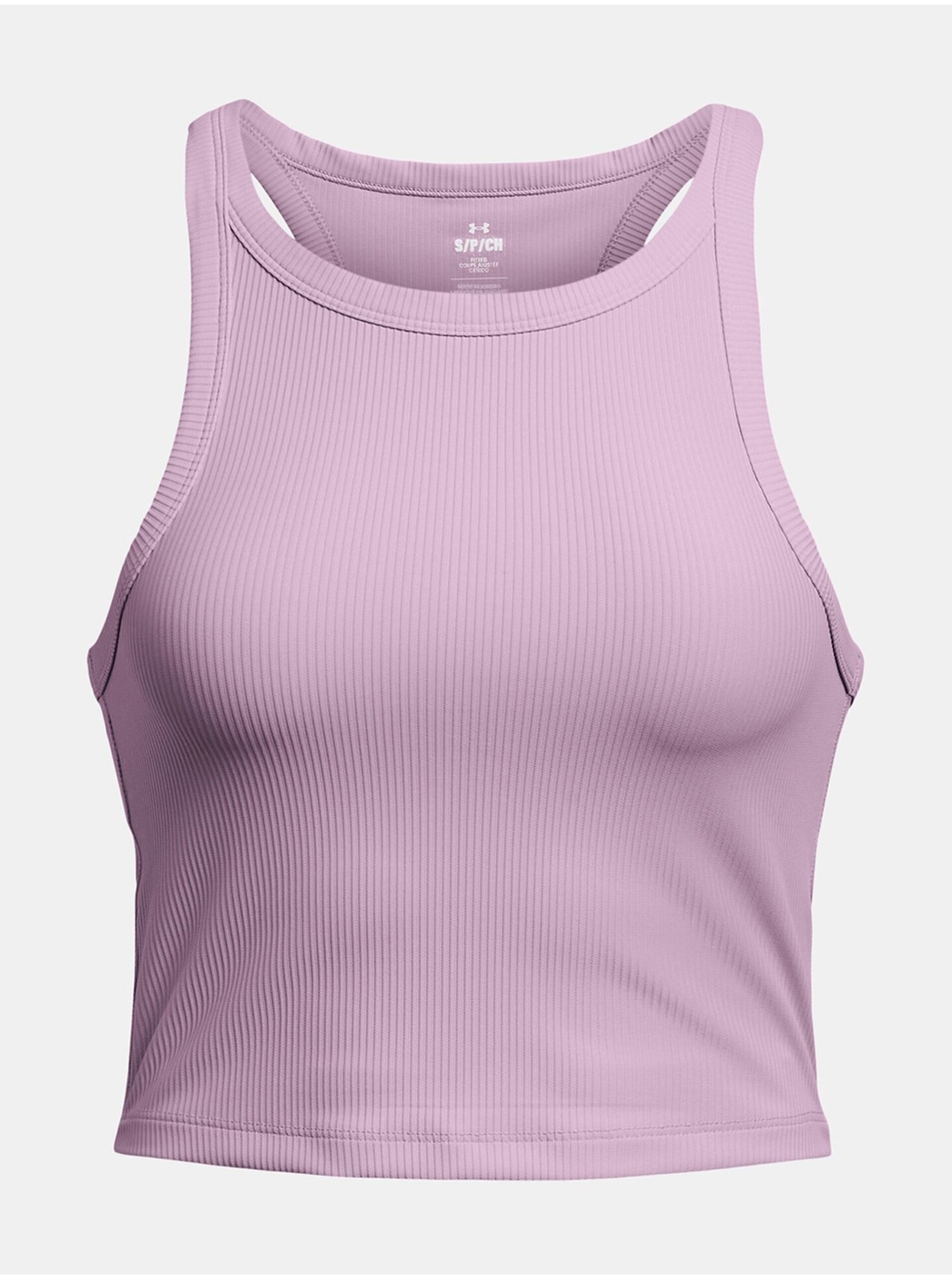 Svetlo fialové športové tielko Under Armour Meridian Rib Crop Tank