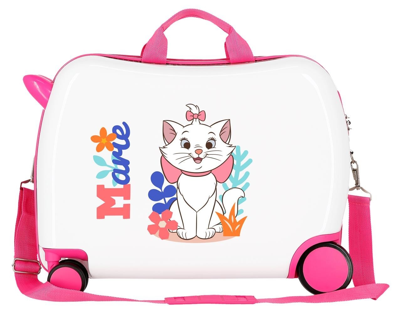 JOUMMABAGS Detský kufor na kolieskach - odrážadlo - Disney Marie - biely - 38L