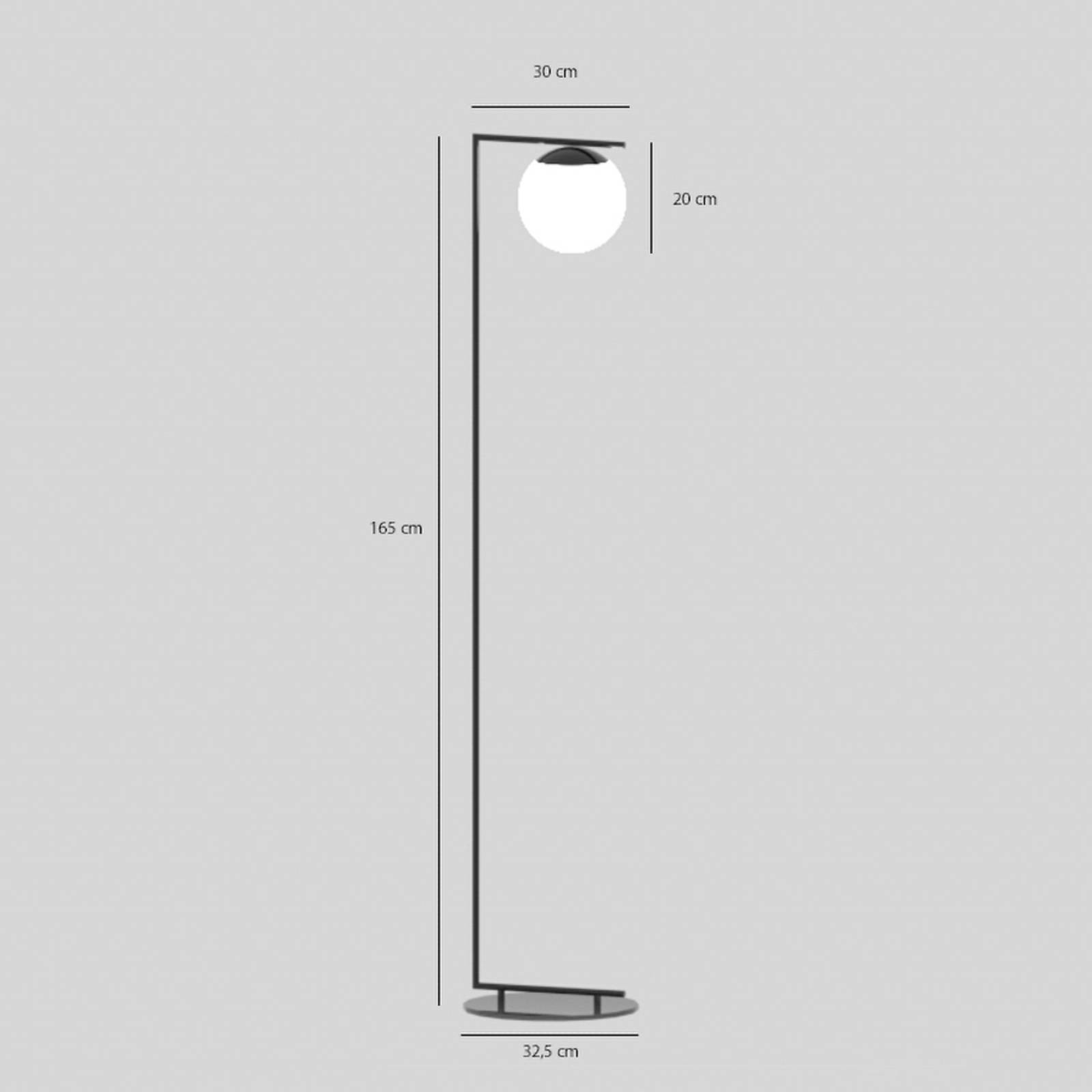 Stojacia lampa Zac, opálová/vínovočervená, 1-pl.