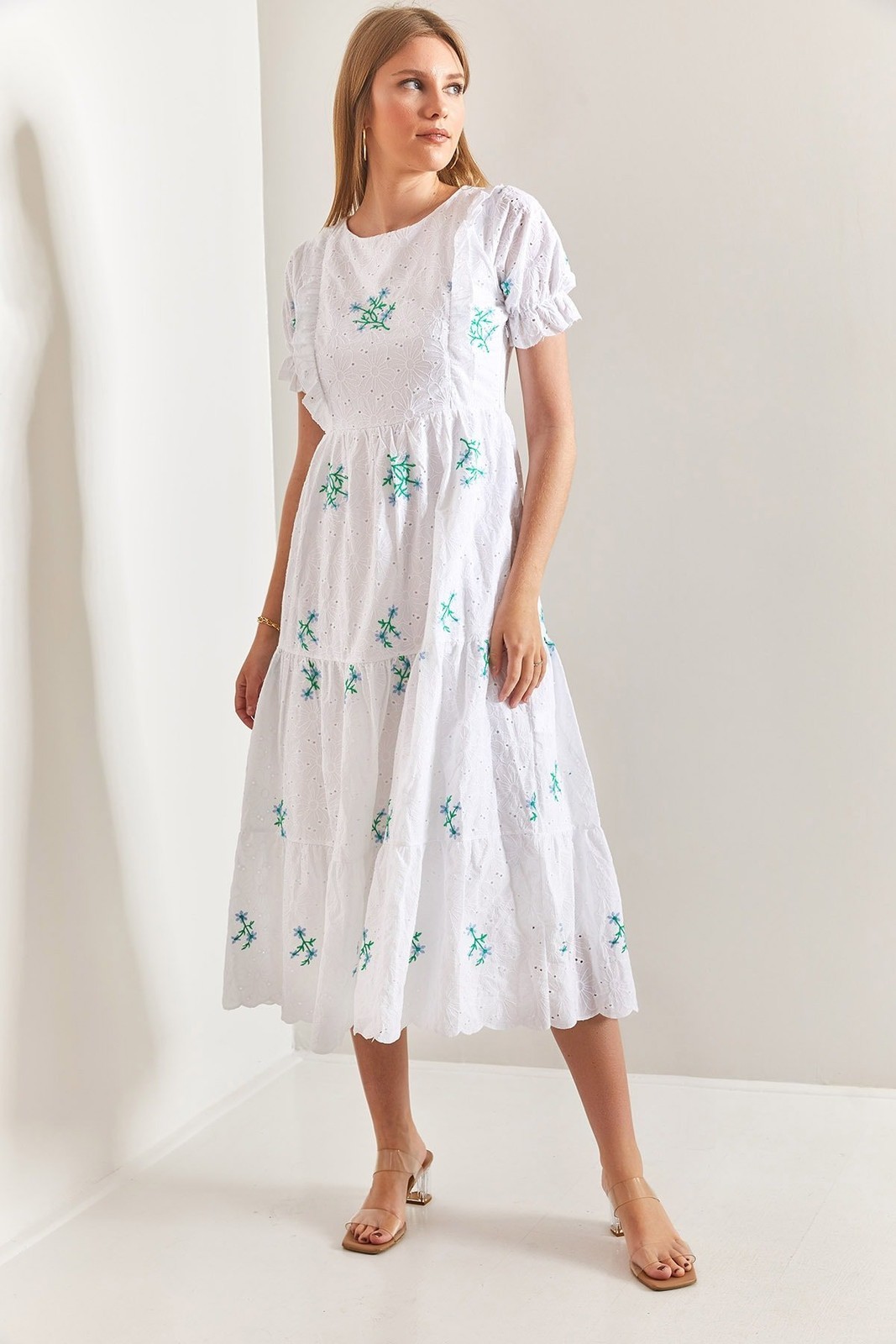 Bianco Lucci Women's Frilly Scalloped Dress
