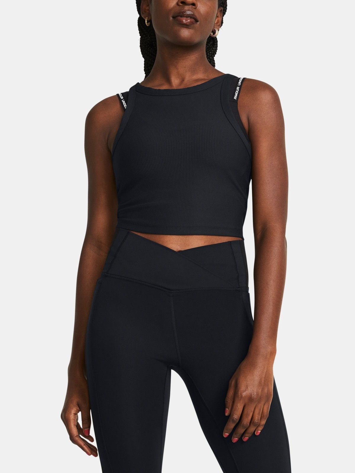 Under Armour Meridian Rib Crop Tank Top - BLK - Women