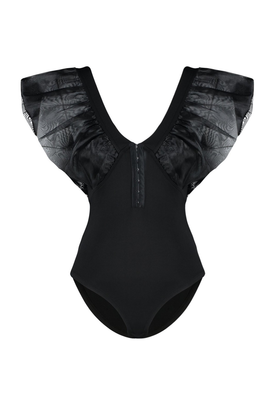 Trendyol Black Woven Garnish Attached Flexible Knitted Bodysuit