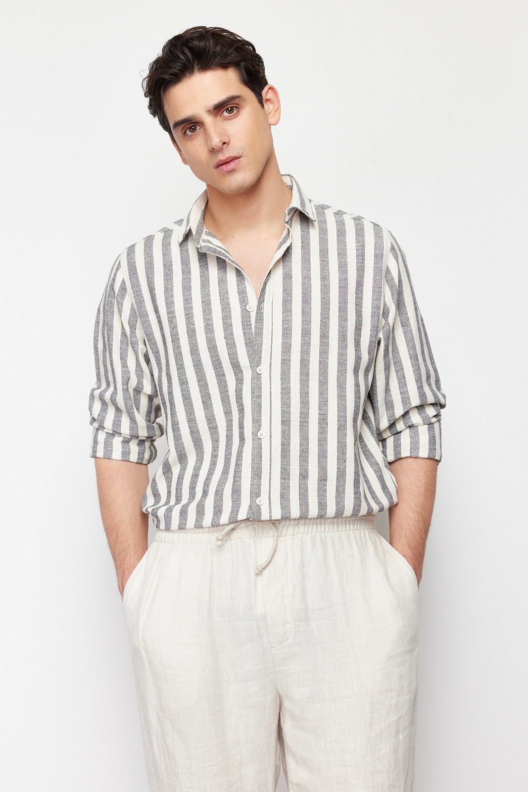 Trendyol Antacid Men's Regular Fit Striped Shirt