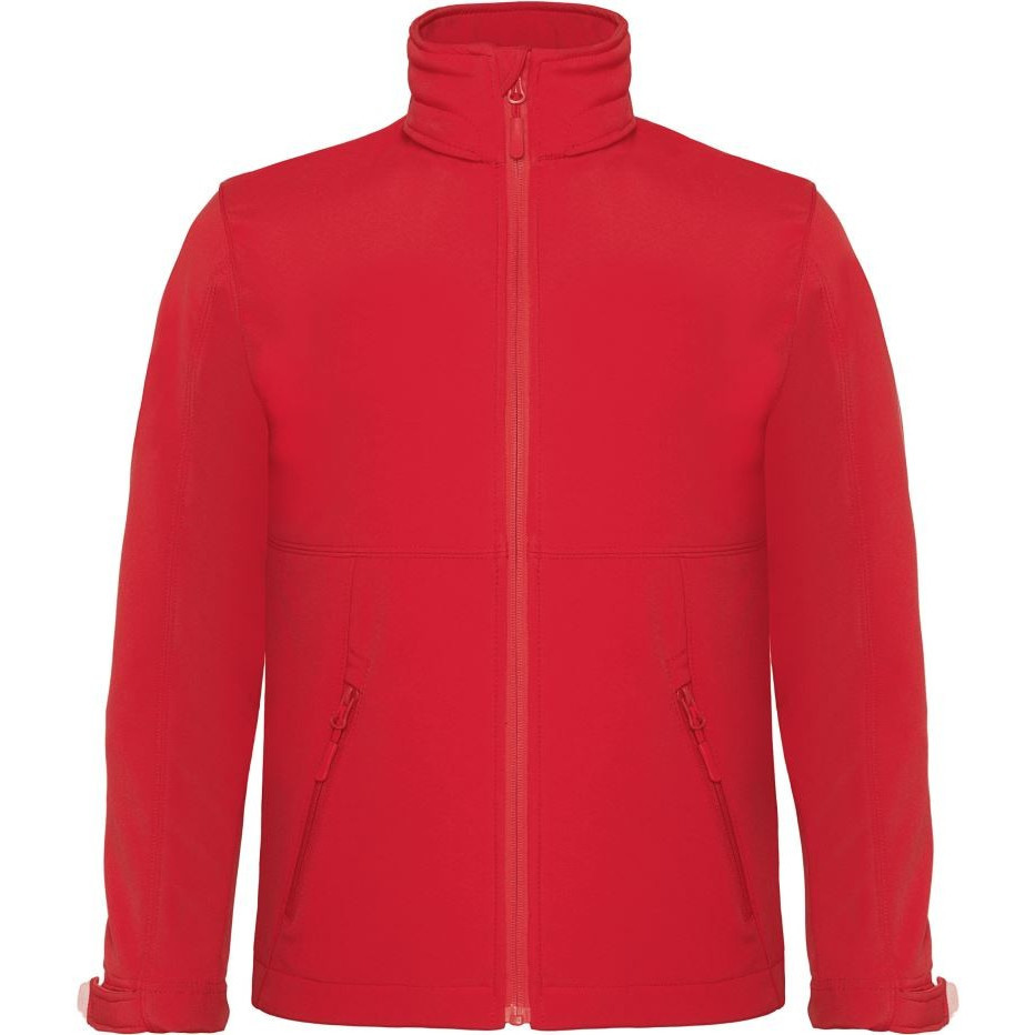Detská softshellová bunda B&C Hooded Softshell - červená, 5-6 rokov