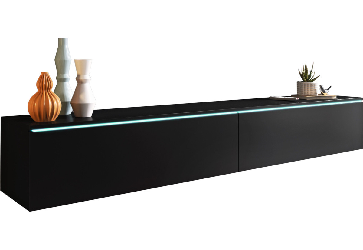 Expedo TV stolík MENDES D 180, 180x30x32, čierny grafit + LED