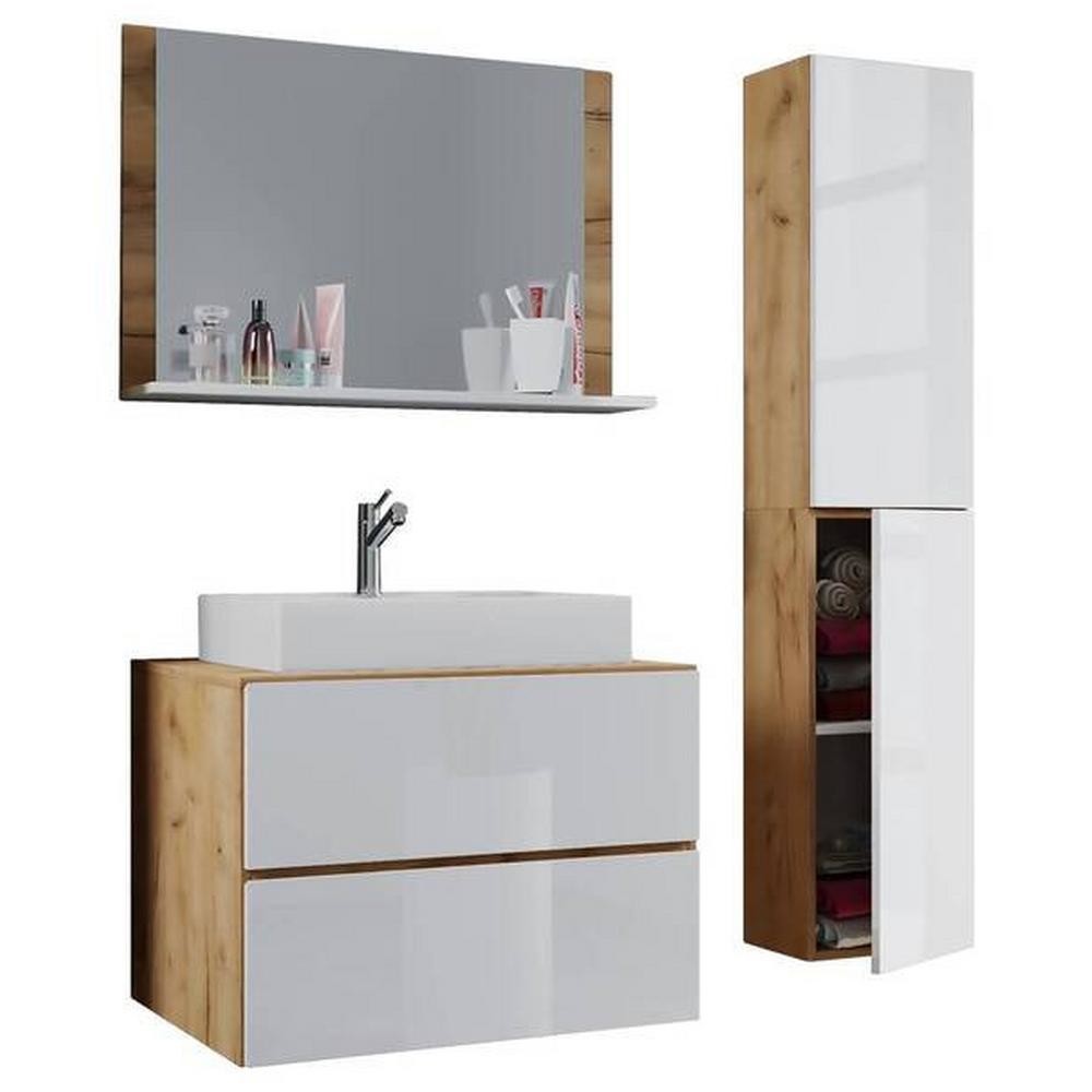 Kúpeľňa Lendas 5-dielna Biela, Dub Medový