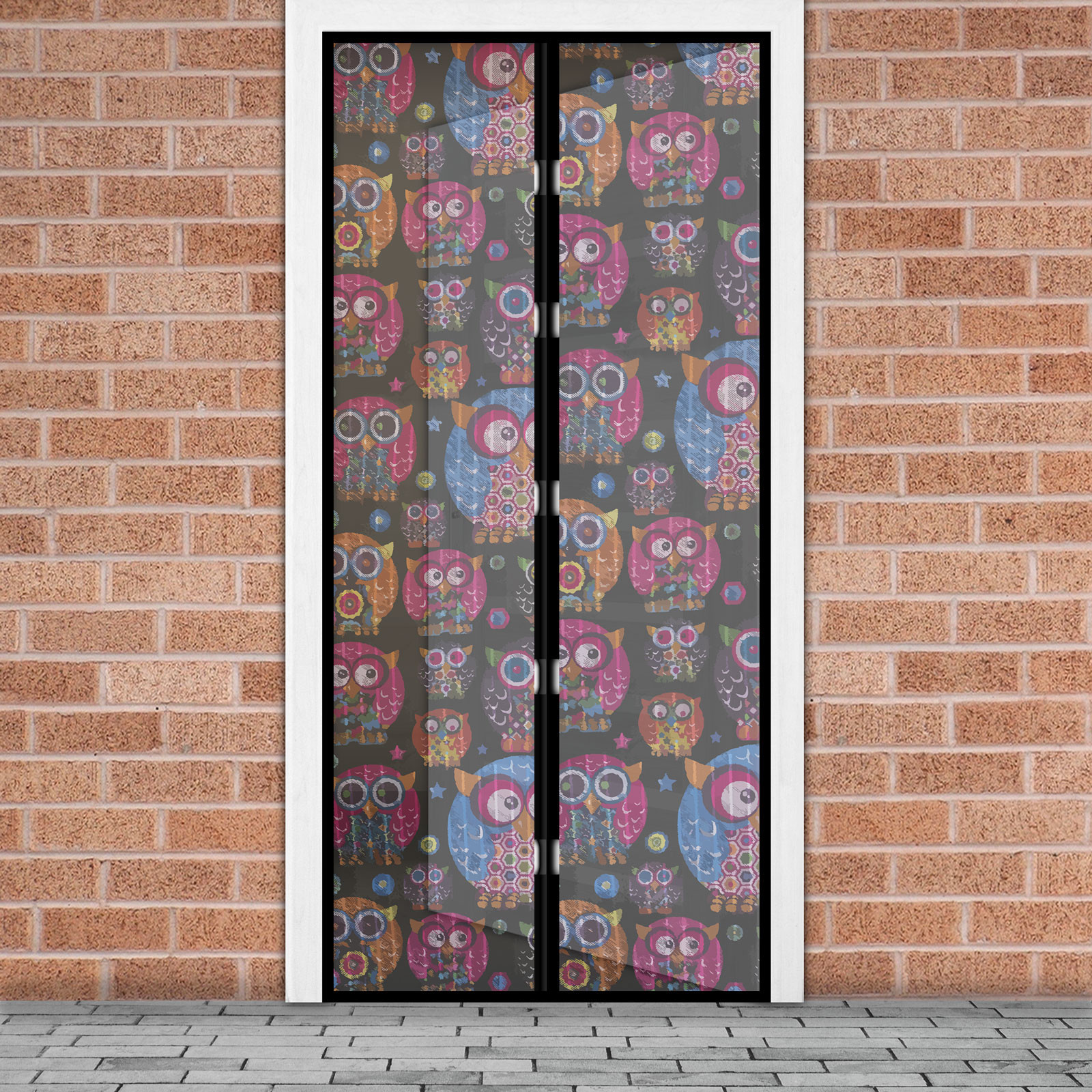SIeťka na dvere proti hmyzu - magnetická - 100 x 210 cm - sovy