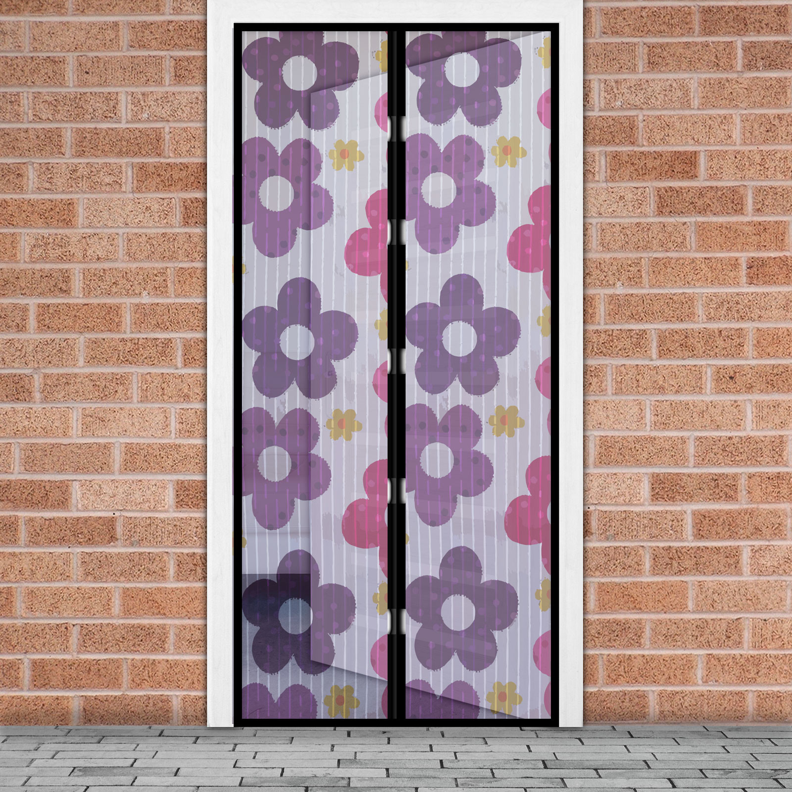Sieťka proti hmyzu na dvere -  magnetická - 100 x 210 cm - farebné kvety