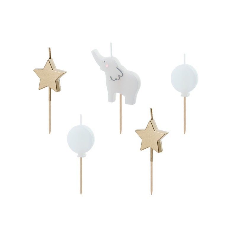 SCS-17 Party Deco Tortové sviečky - sloník mix - 5ks