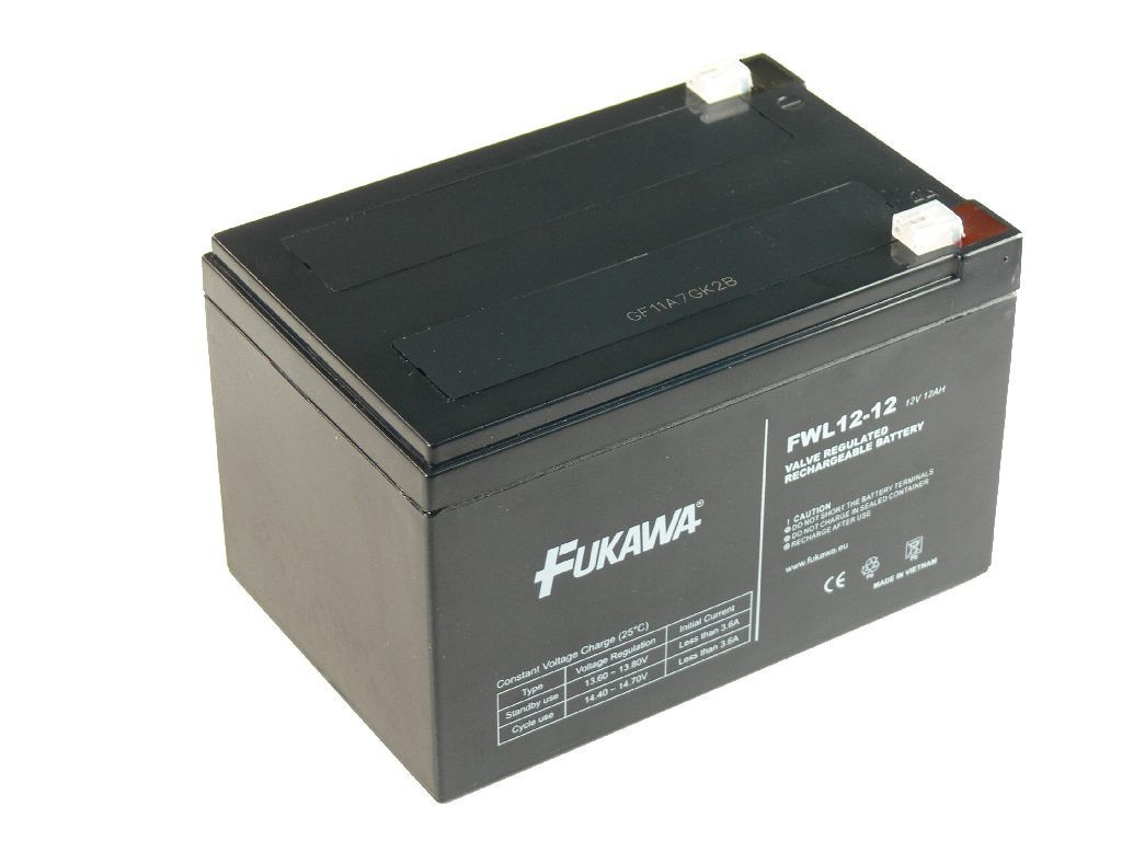 FUKAWA akumulátor FW 12-12 (12V; 12Ah; faston 6,3mm; životnosť 5 rokov)