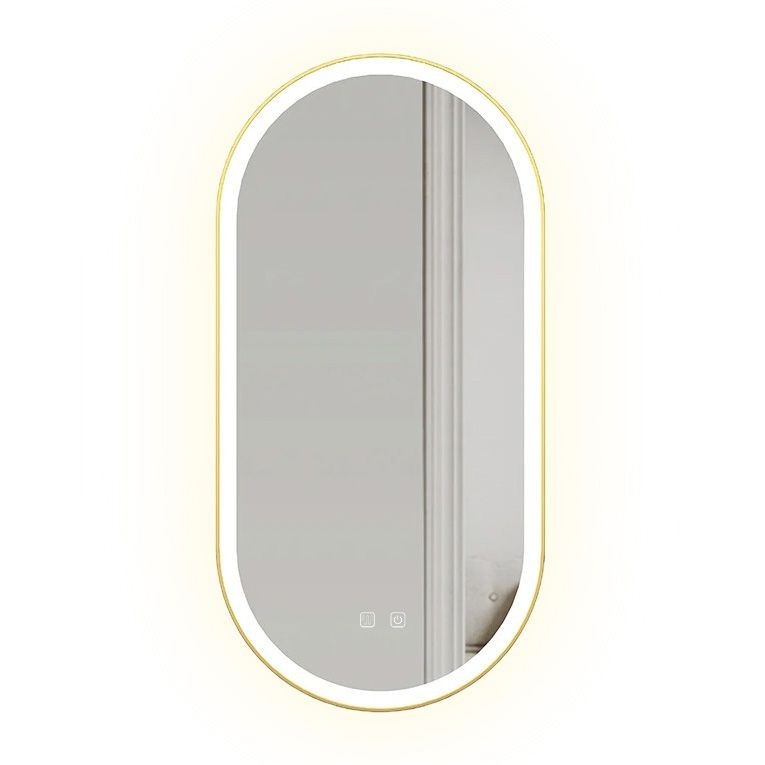 Tutumi - Zrkadlo LED OVL 50x100cm Brush Gold HOM-02506