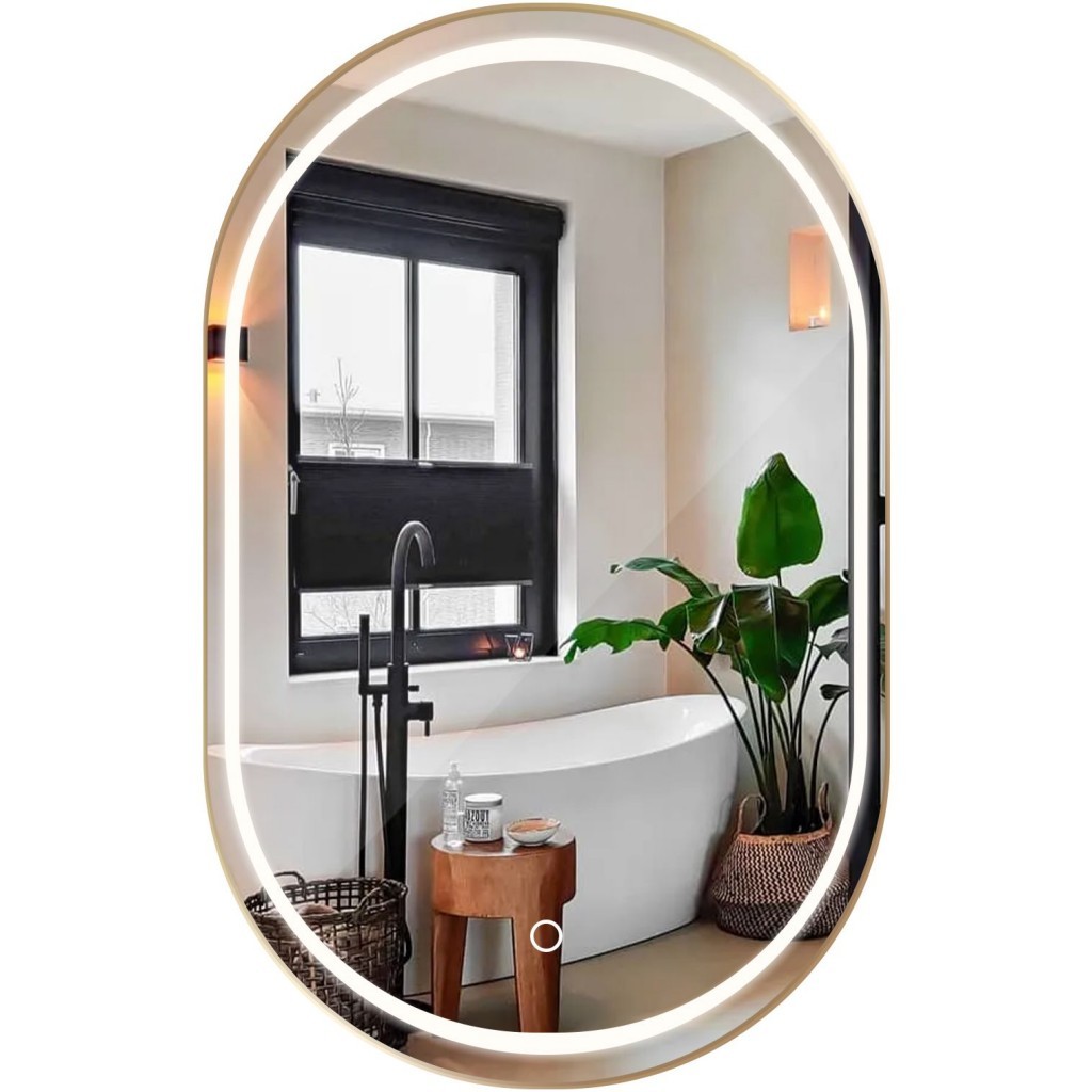 Tutumi - Zrkadlo LED OLL 60x90 cm Brush Gold HOM-02509