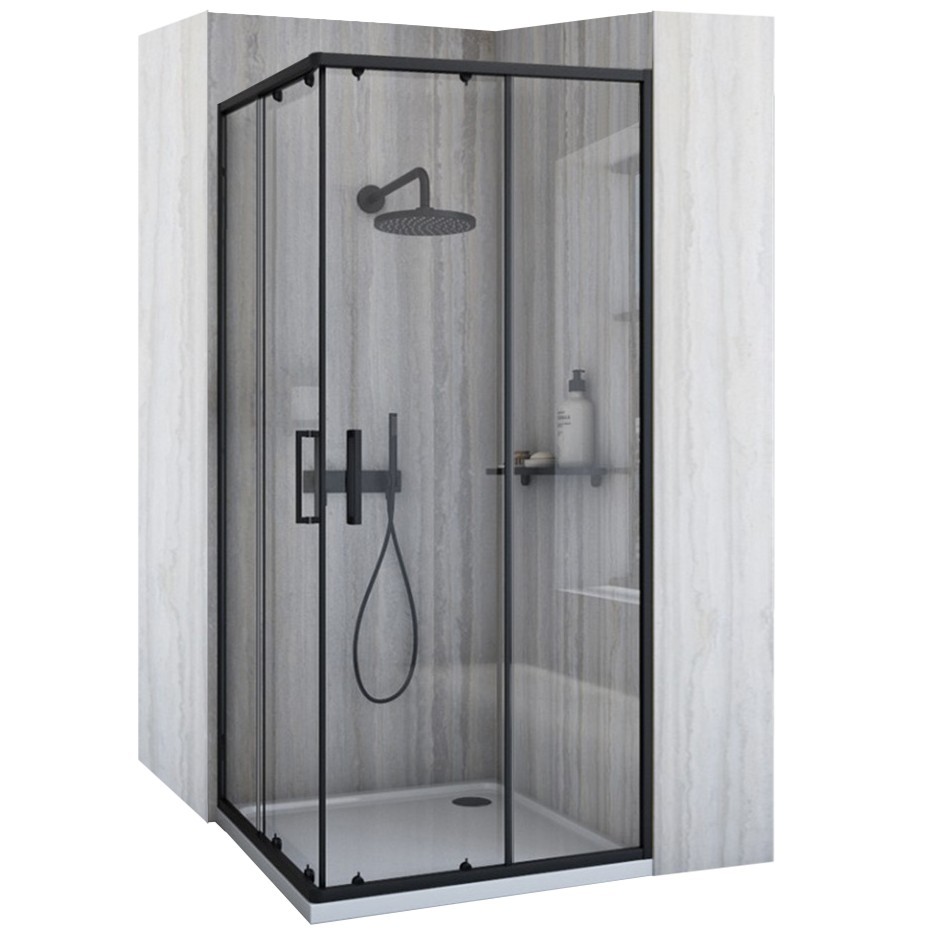 REA/S - Sprchovací kút City 80x80 Black So sprchovou vaničkou Savoy KPL-K6448