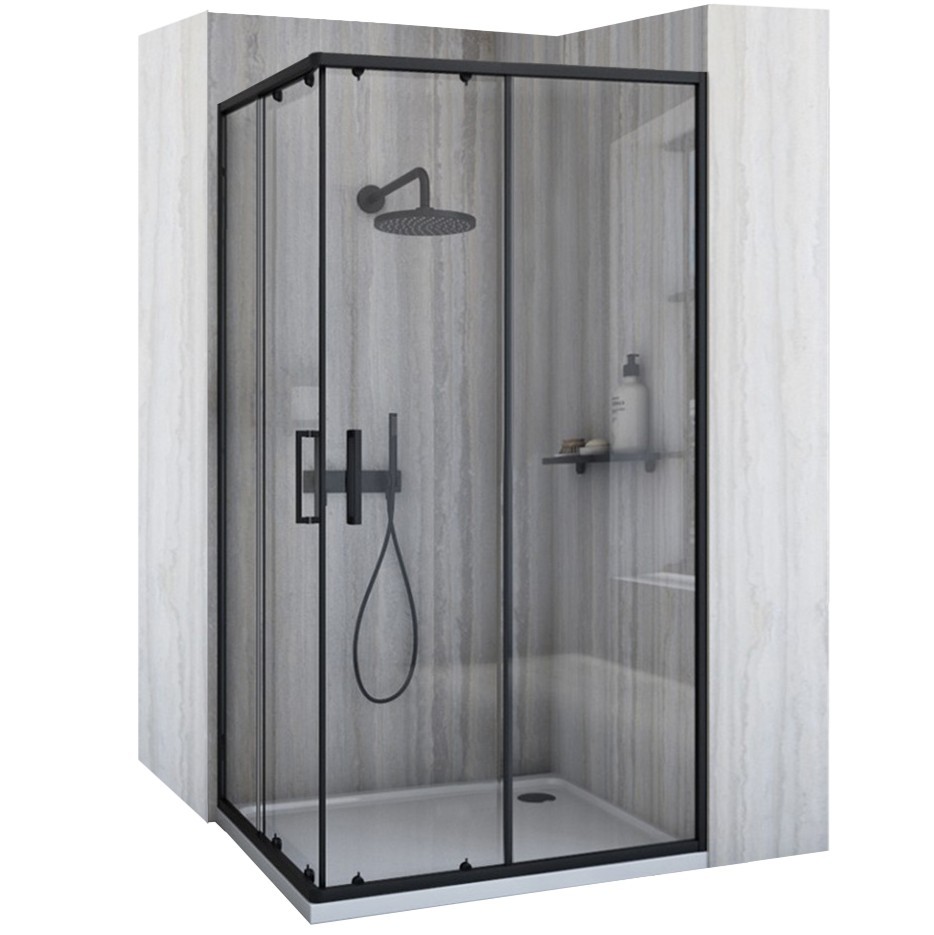REA/S - Sprchovací kút City 80x100 Black So sprchovou vaničkou Savoy KPL-K7449