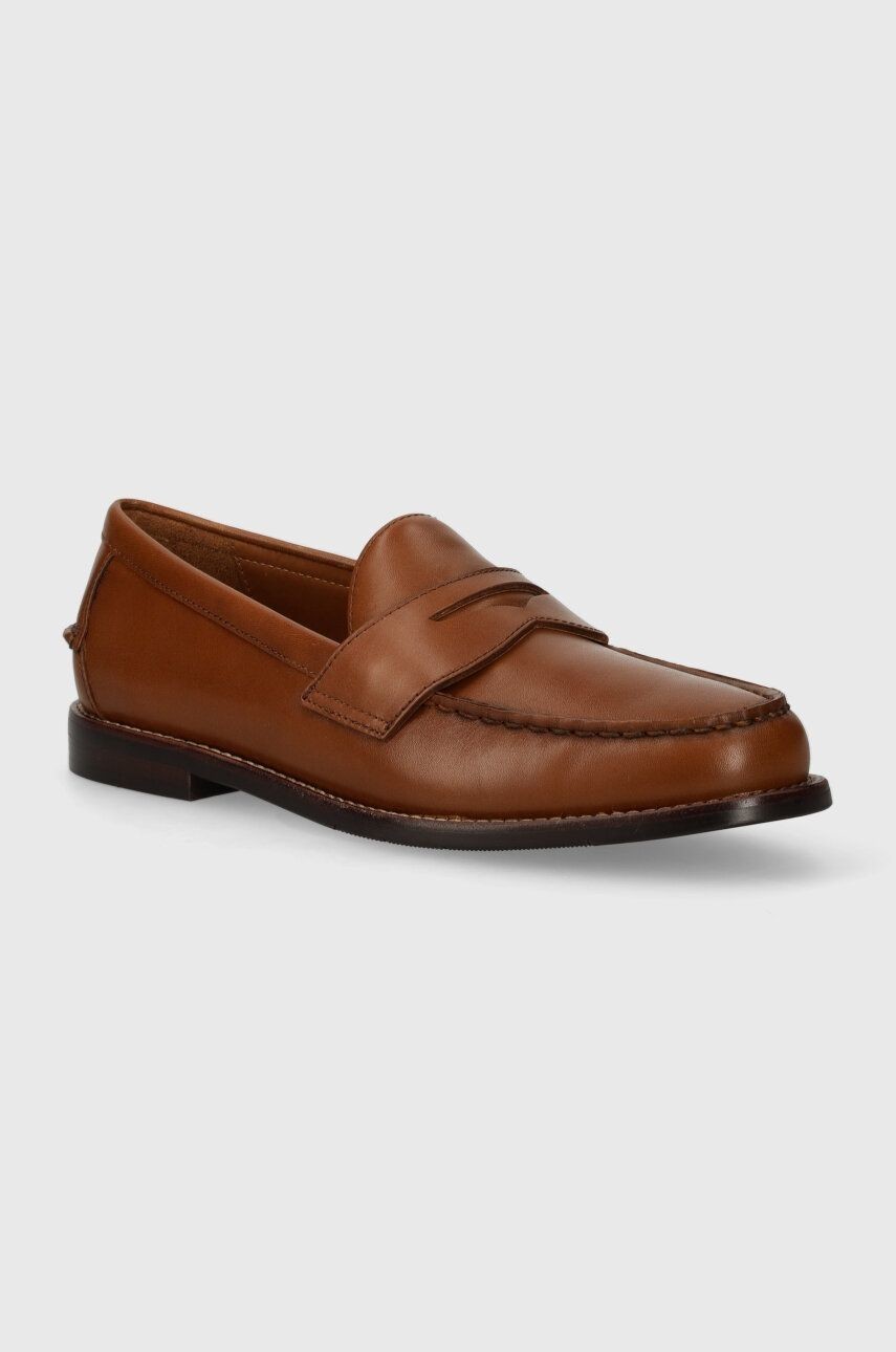 Kožené mokasíny Polo Ralph Lauren Alston Penny pánske, hnedá farba, 803932221001