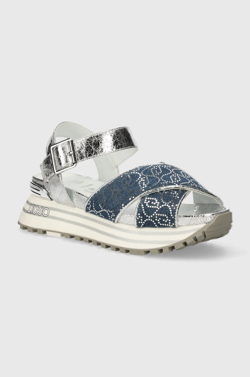 Sandále Liu Jo LIU JO MAXI WONDER SANDAL 11 dámske, strieborná farba, na platforme, BA4105EX259S3254