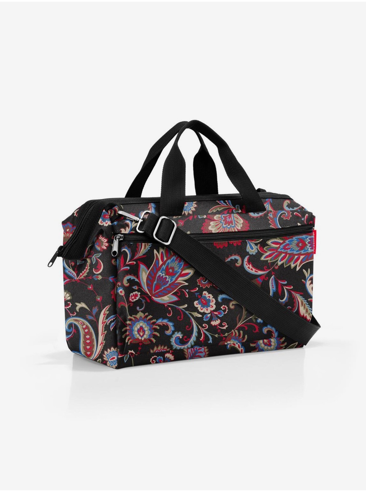 Bordovo-čierna dámska vzorovaná cestovná taška Reisenthel Allrounder S Pocket Paisley Black