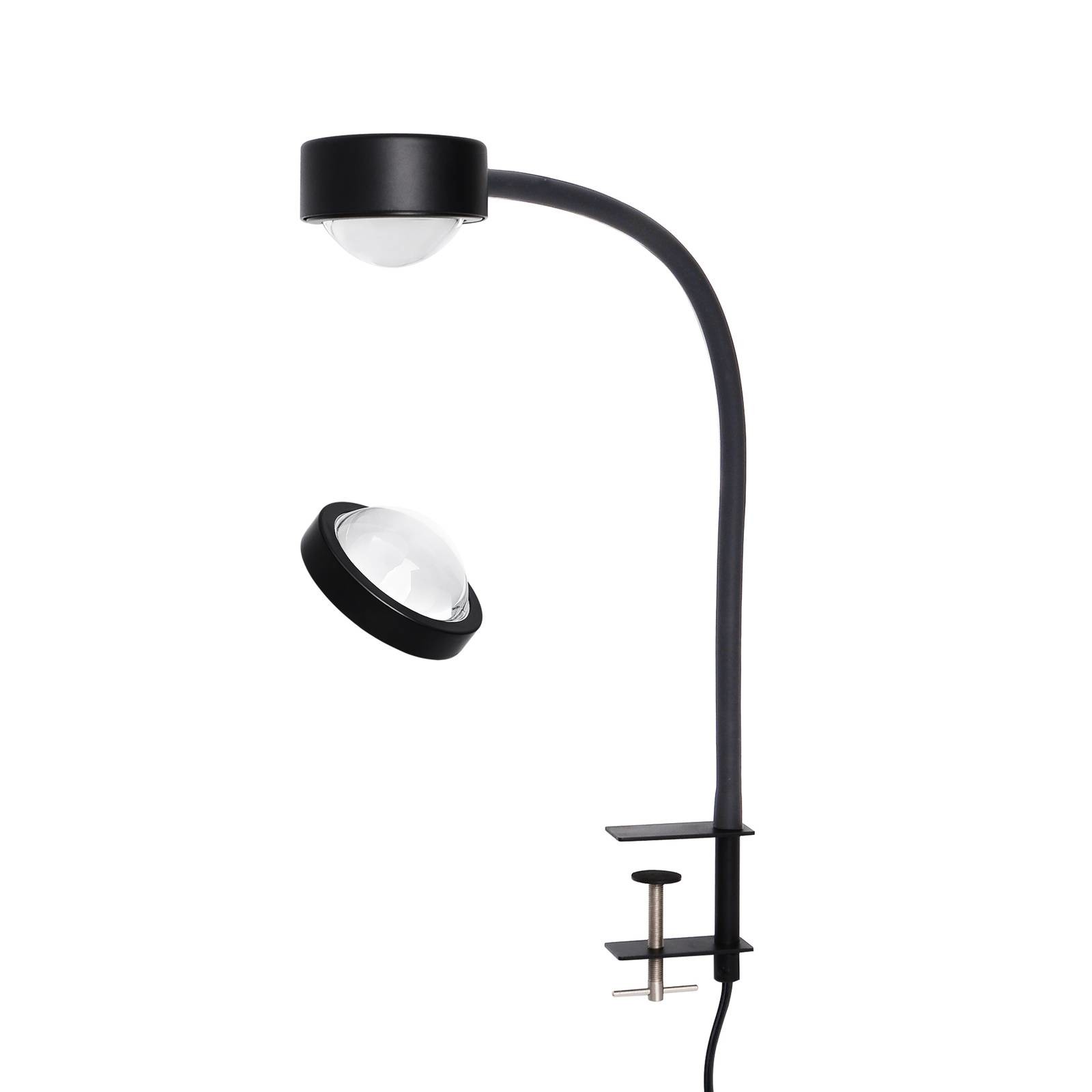 Skrutkovacie svetlo Jyla, čierne, šošovka, 3 000 K