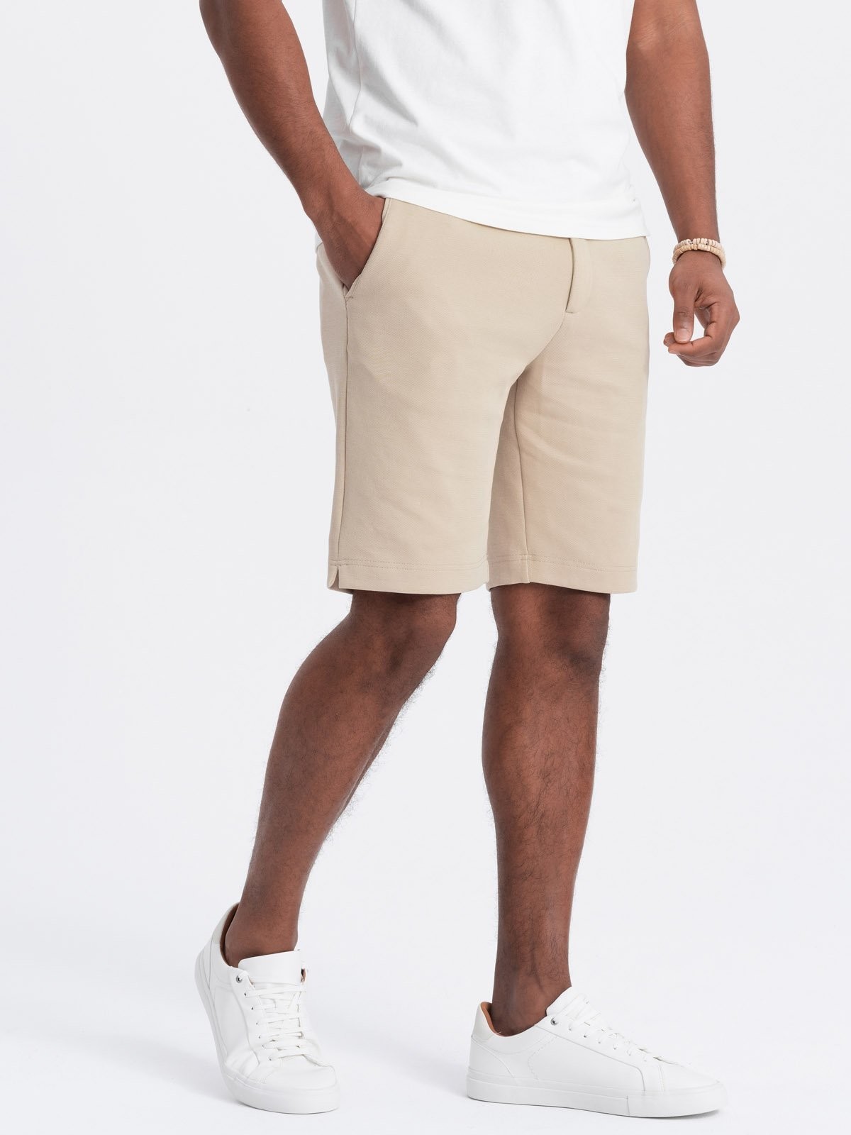 Ombre Men's SLIM FIT structured knit shorts - sand