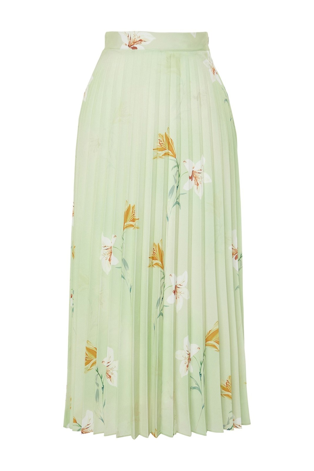 Trendyol Multi Color Floral Pattern Pleated Satin Fabric Maxi Length Woven Skirt