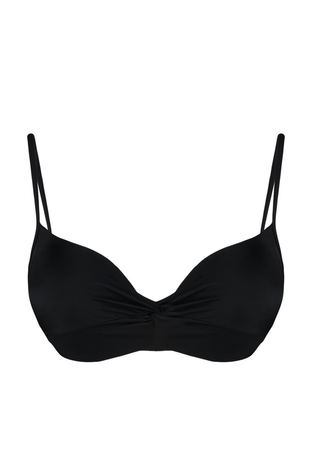 Trendyol Black Balcony Gathered Regular Bikini Top