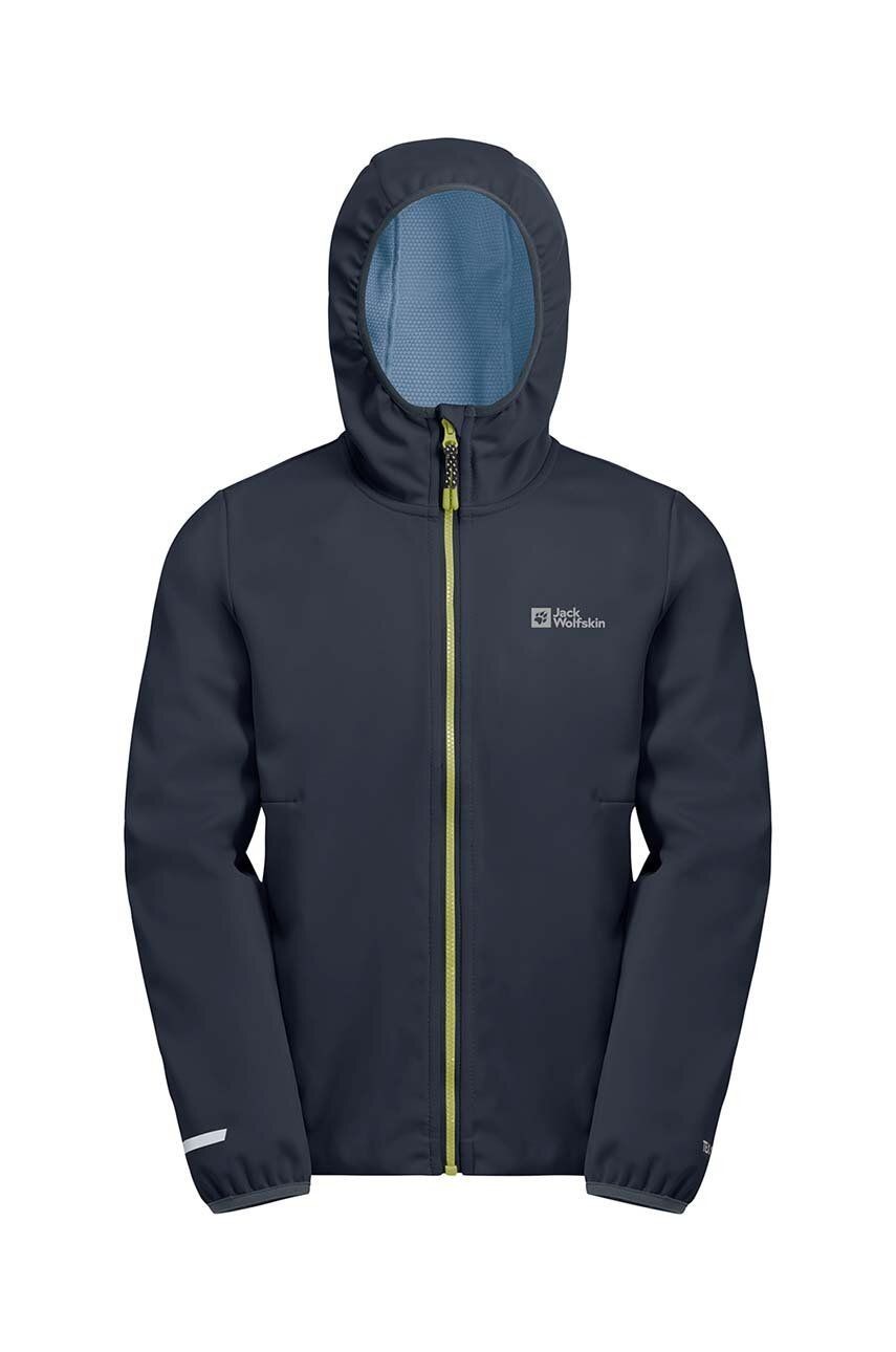 Detská nepremokavá bunda Jack Wolfskin FELDBERG tmavomodrá farba