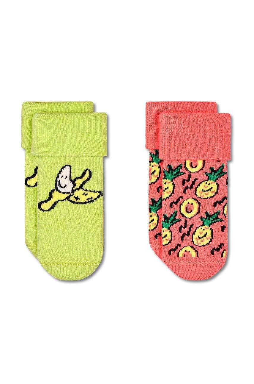 Detské ponožky Happy Socks Kids Fruits Baby Terry Socks 2-pak žltá farba