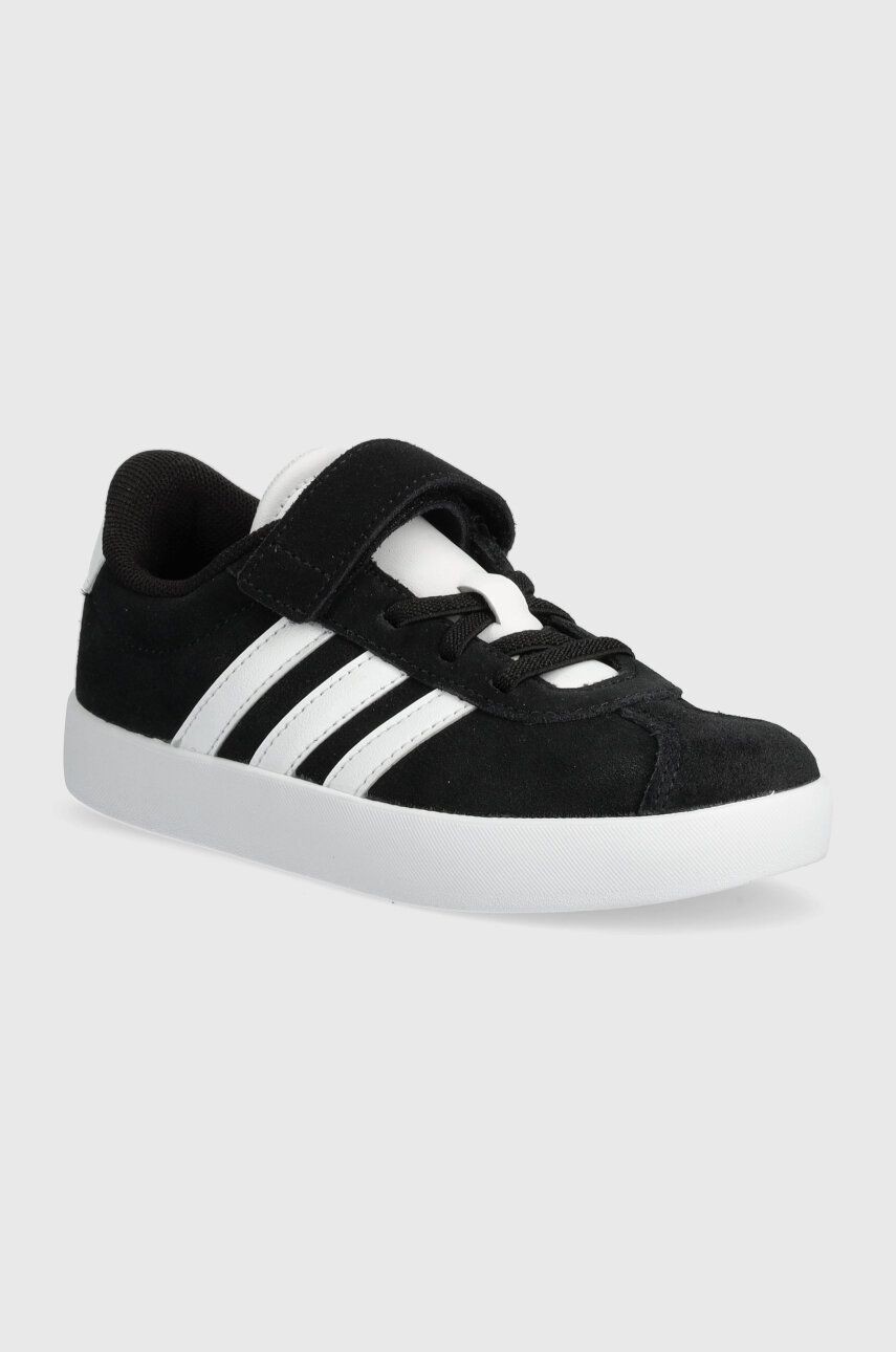 Detské semišové tenisky adidas VL COURT 3.0 EL C čierna farba