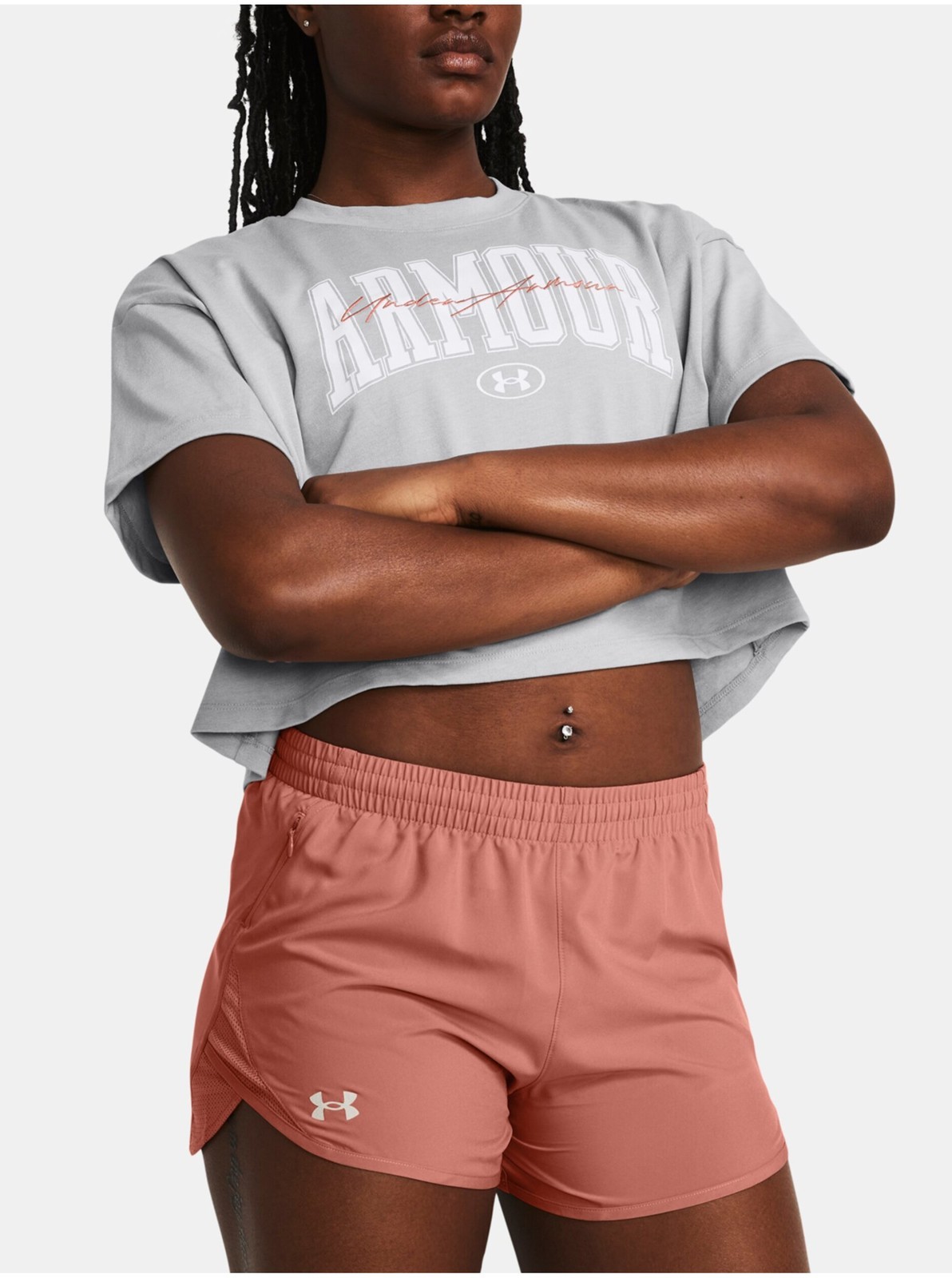 Svetlosivé tričko Under Armour UA HW SCRIPTED WM CROP SS