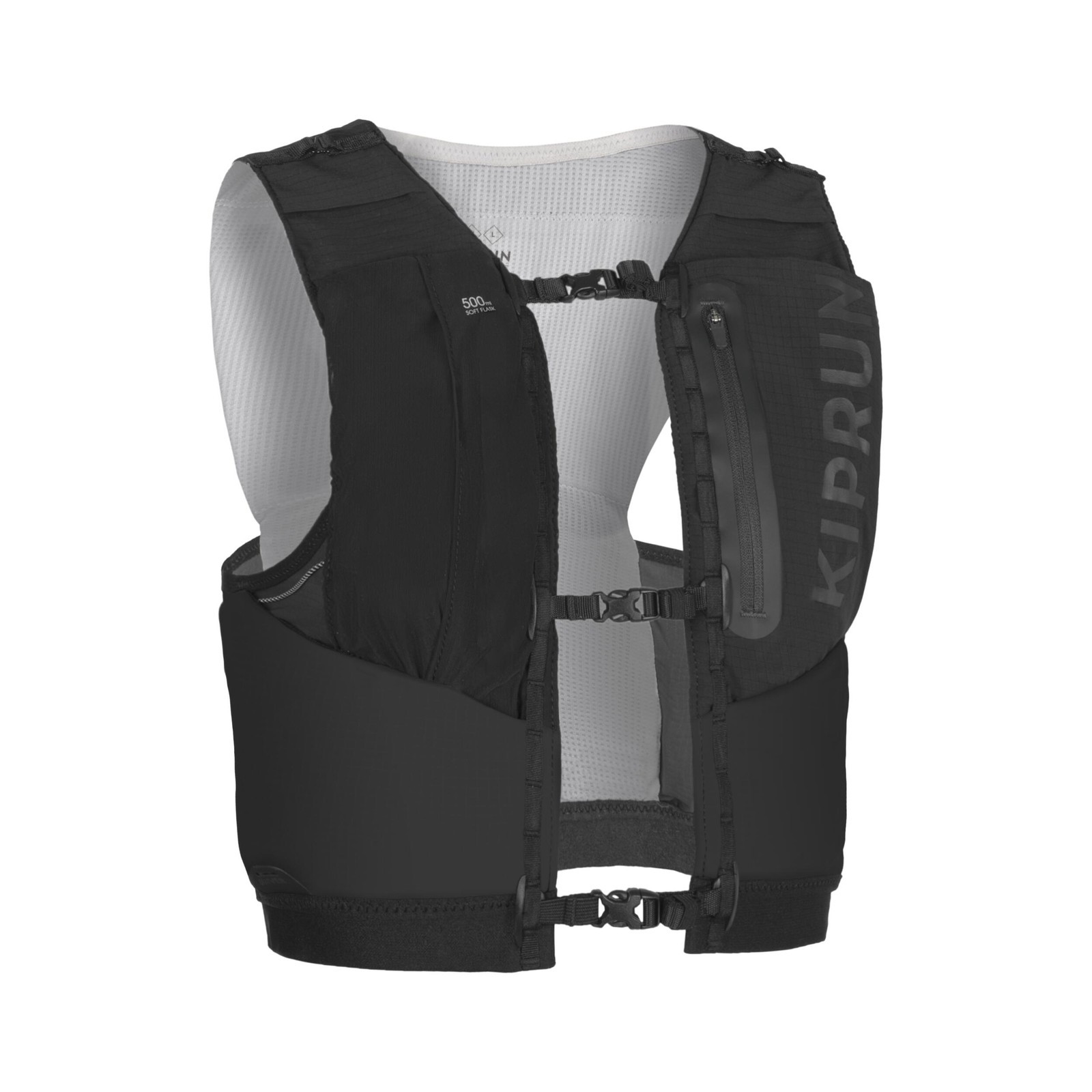 Bežecká vesta na trail 5 l na prenos fliaš unisex čierna