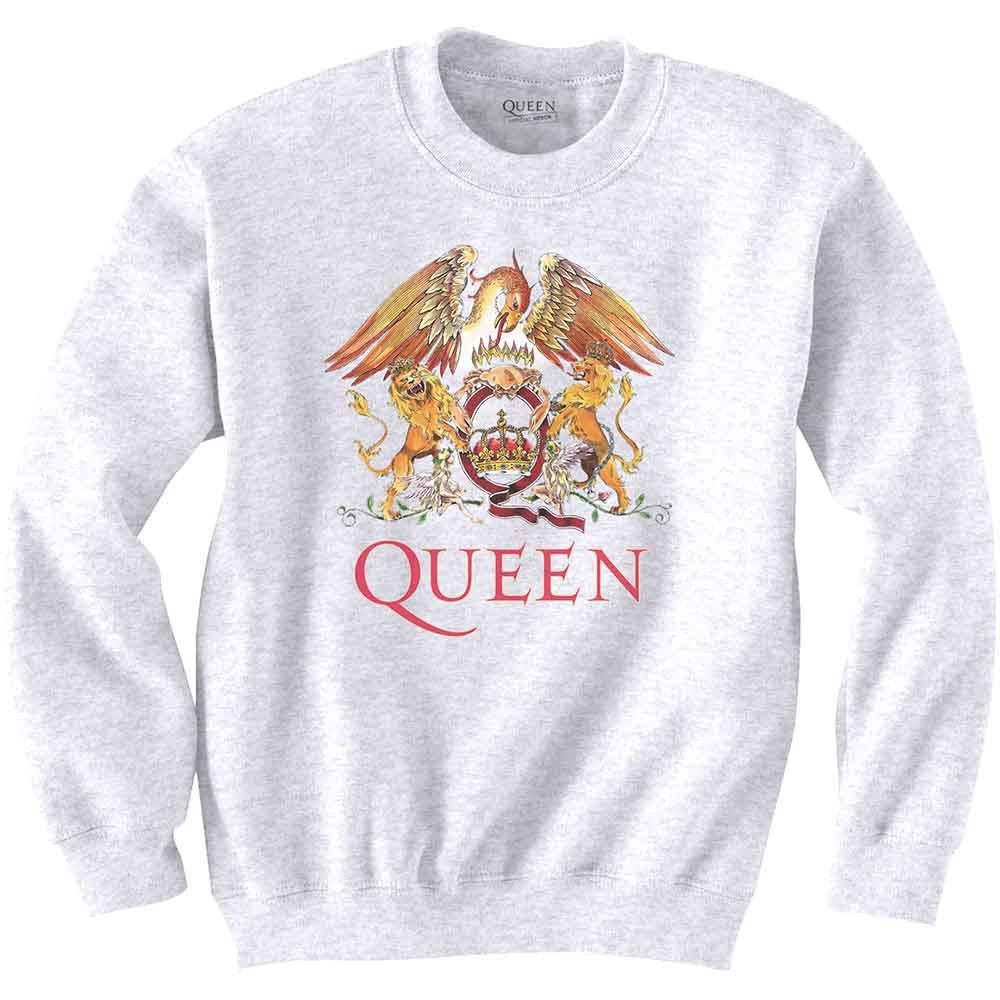 RockOff Unisex mikina QUEEN - Classic Crest - biela Veľkosť: S