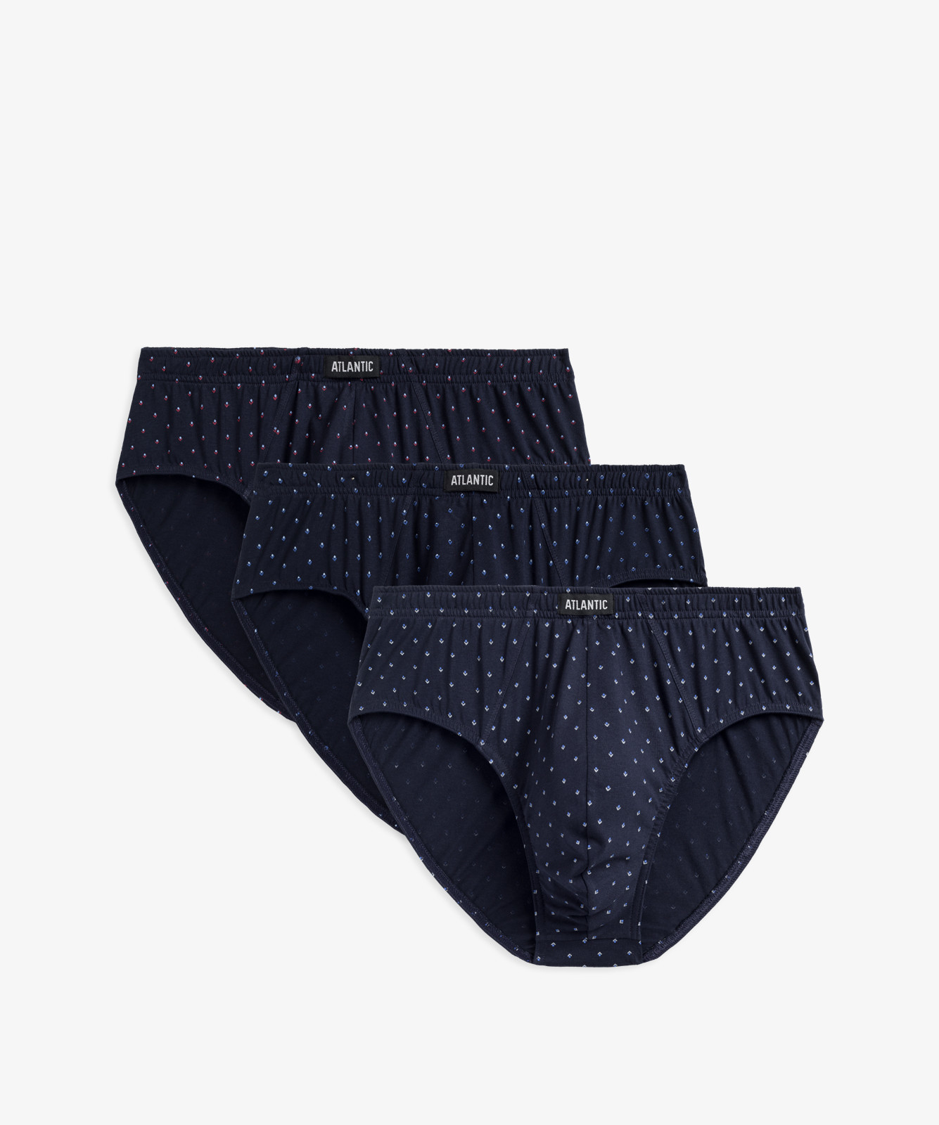 Classic men's briefs ATLANTIC 3Pack - navy blue with pattern