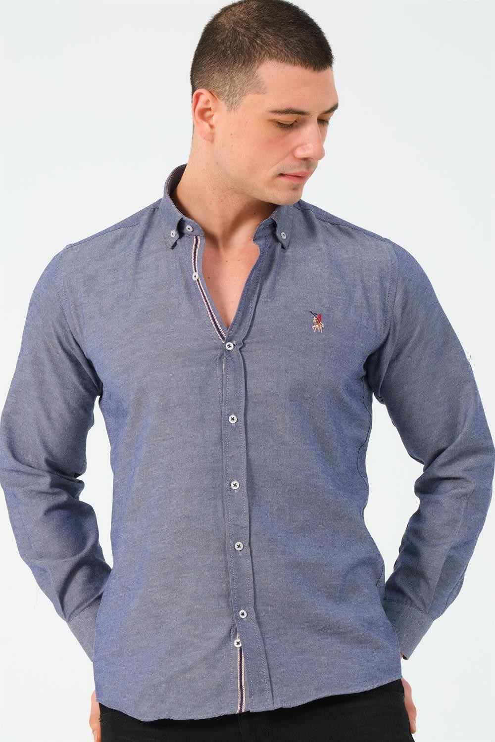G674 DEWBERRY MEN'S SHIRT-DENIM BLUE-3