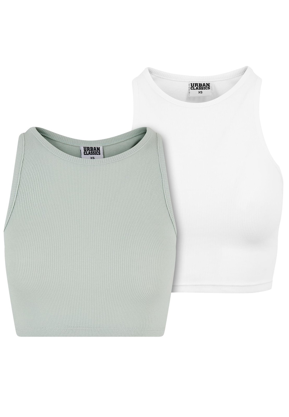 Women's Cropped Rib Top - 2 Pack Mint+White