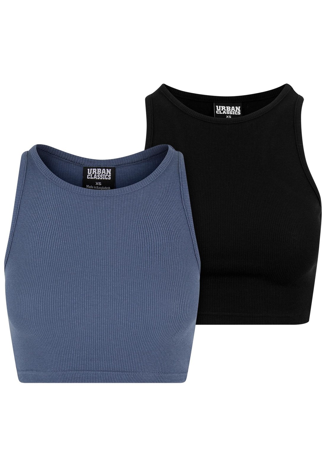Women's Cropped Rib Top - 2 Pack Blue+Black