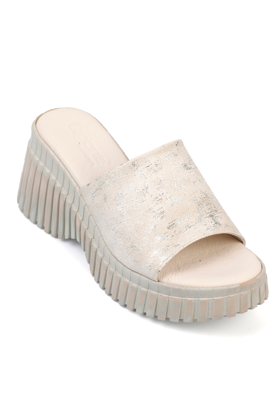 Capone Outfitters Genuine Leather Jeans Single Strap Wedge Heel Women Slippers