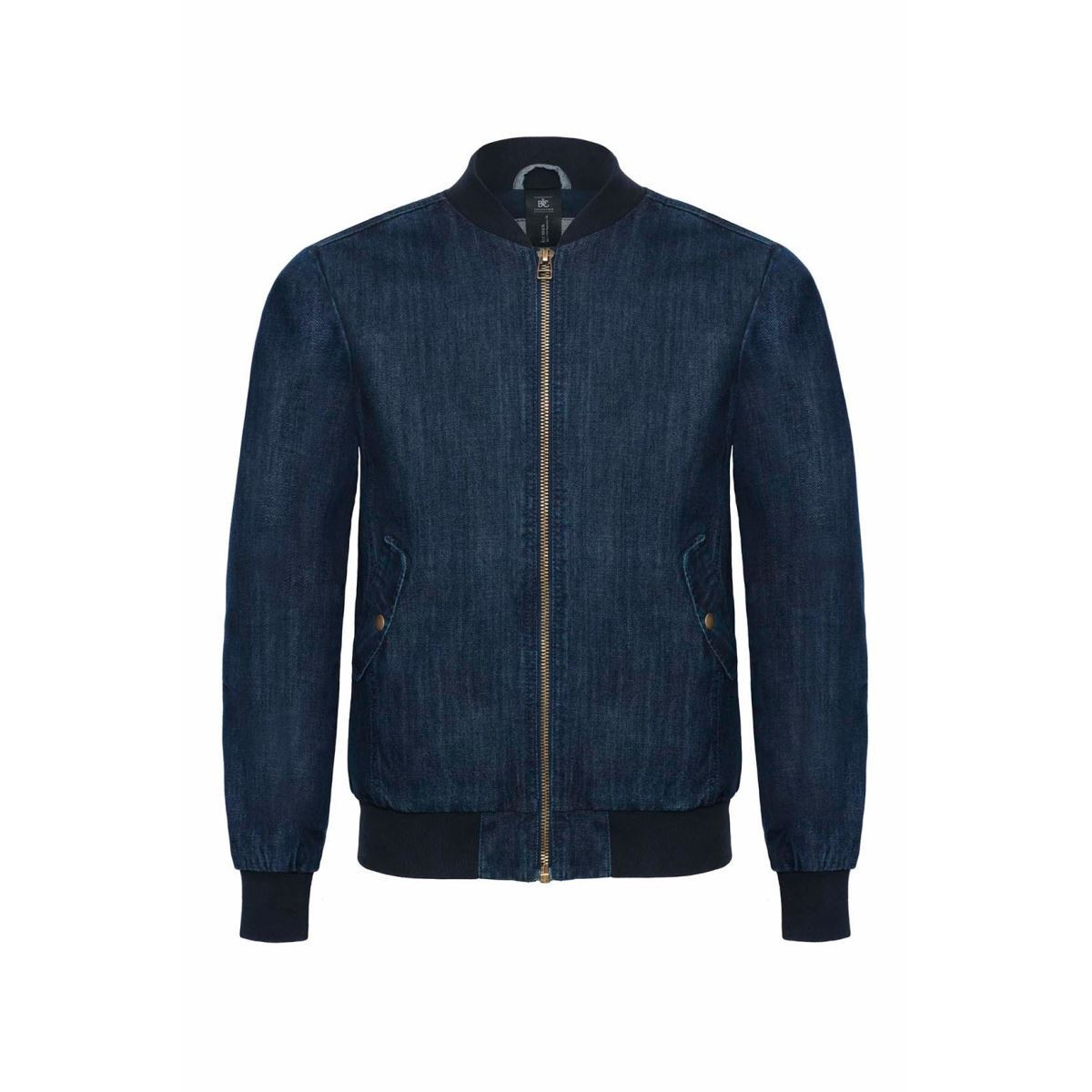 Pánska denim bunda Bomber B&C DNM Supremacy - tmavo modrá, S