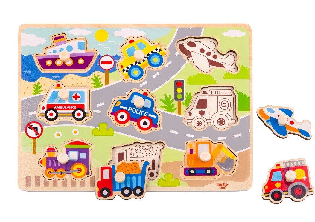 Tooky Toys Vkládací puzzle Dopravní prostředky