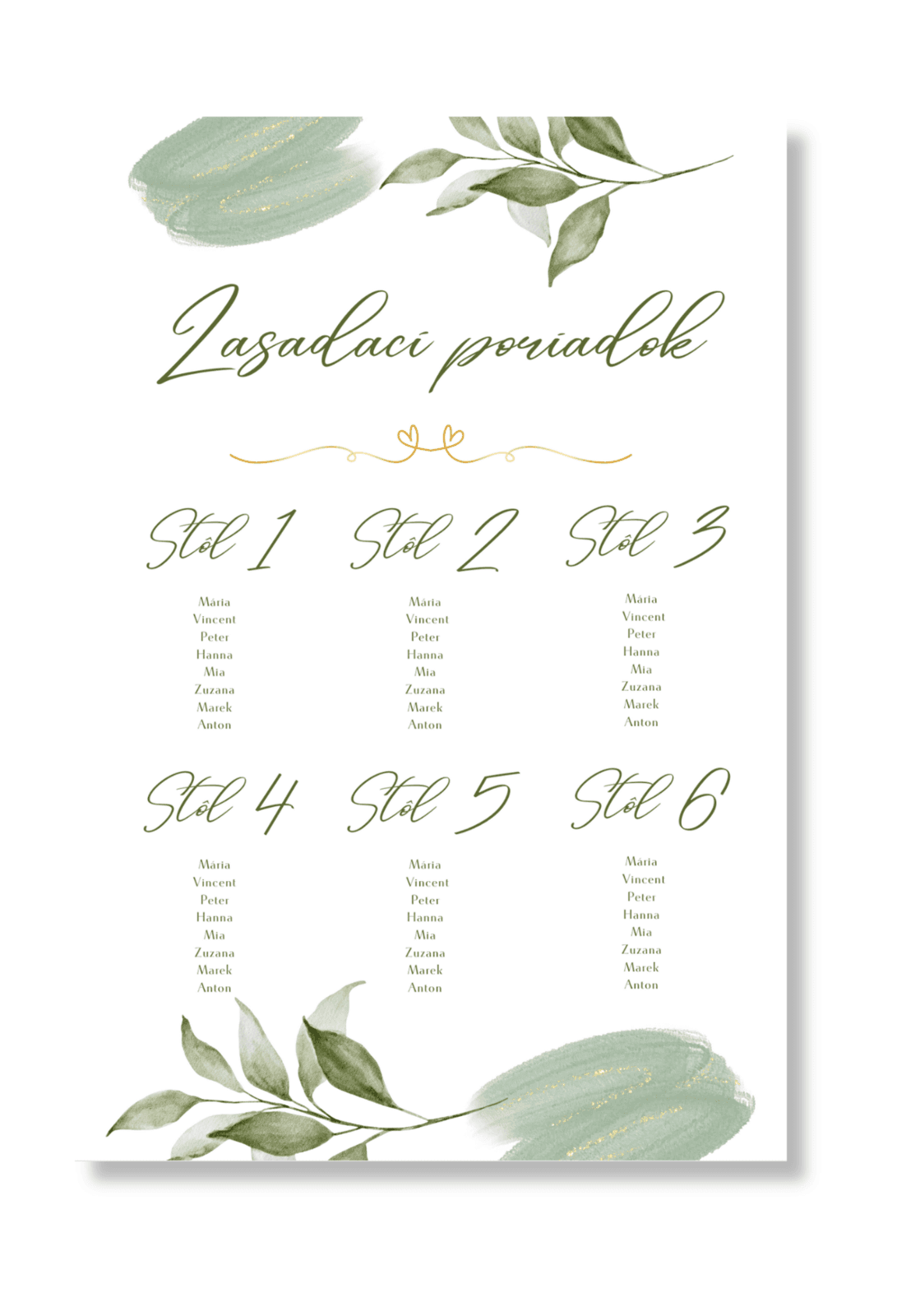 Personal Zasadací poriadok - Green & Gold